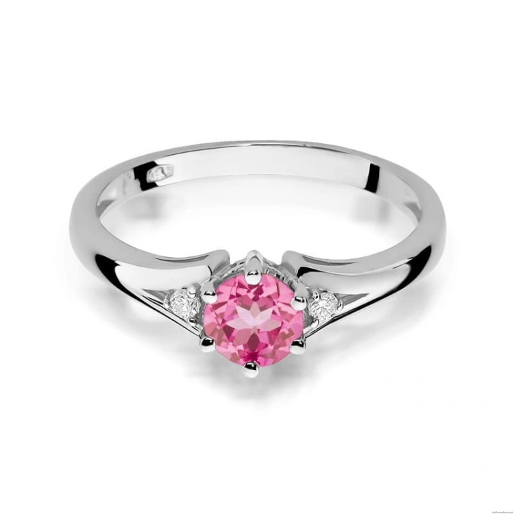 Pierścionek W0076 Różowy Topaz 0,60ct białe złoto 375