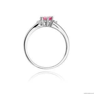 Pierścionek W0076 Różowy Topaz 0,60ct białe złoto 375