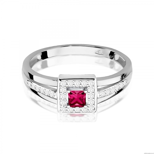 Pierścionek W0271 Rubin 0,20ct białe złoto 375