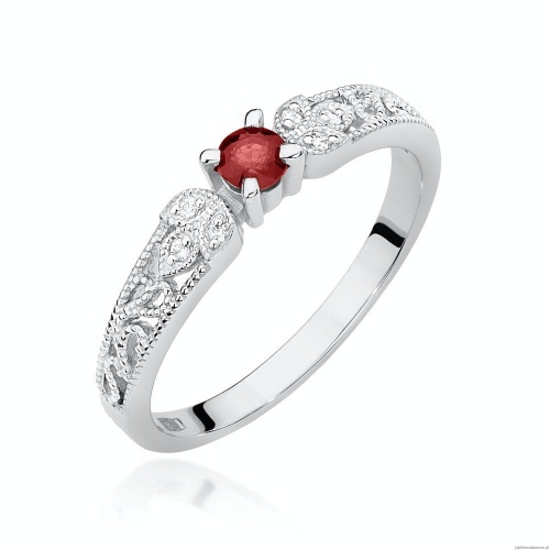 Pierścionek W0411 Rubin 0,15ct białe złoto 375