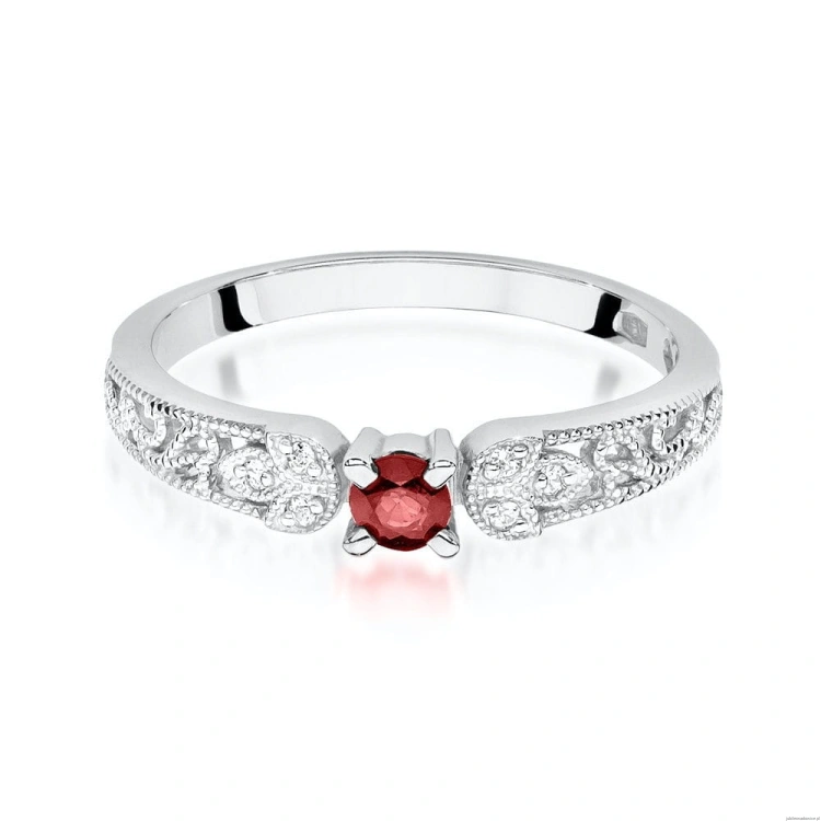 Pierścionek W0411 Rubin 0,15ct białe złoto 375
