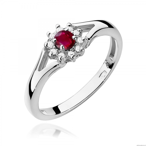 Pierścionek W0185 Rubin 0,15ct białe złoto 375