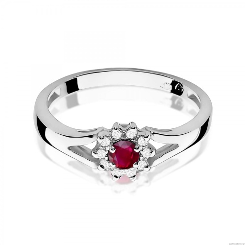 Pierścionek W0185 Rubin 0,15ct białe złoto 375