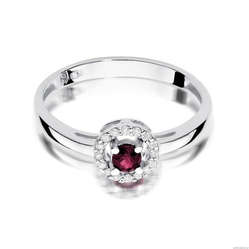Pierścionek W0238 Rubin 0,15ct białe złoto 375