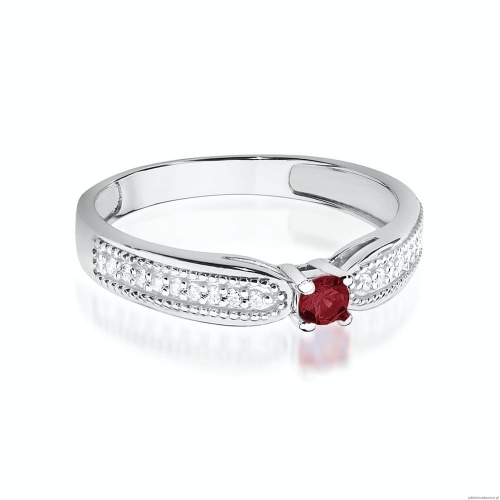 Pierścionek W0449 Rubin 0,15ct białe złoto 375