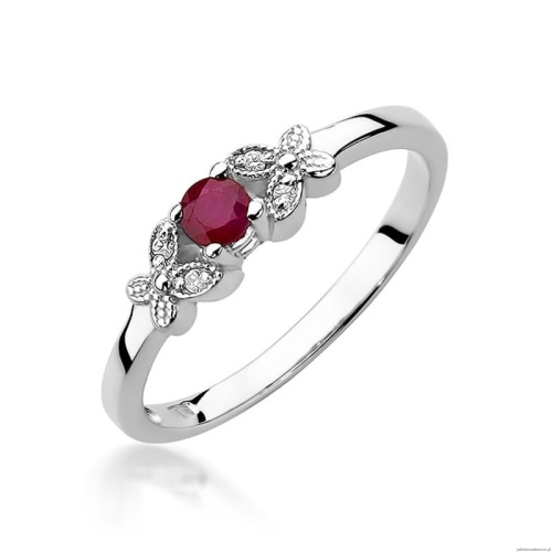 Pierścionek W0414 Rubin 0,15ct białe złoto 375
