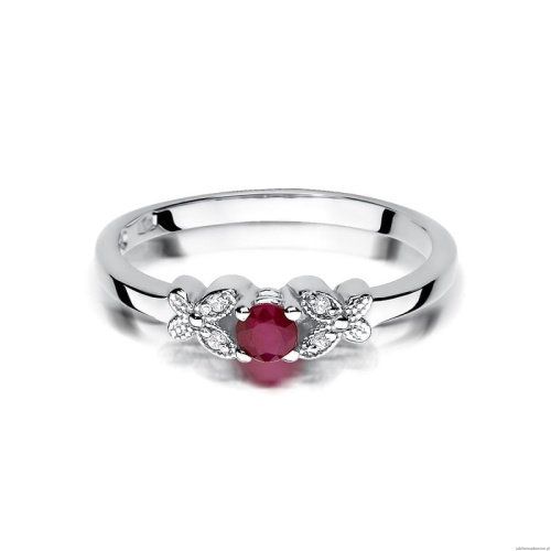 Pierścionek W0414 Rubin 0,15ct białe złoto 375