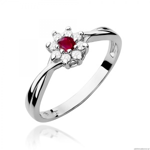 Pierścionek W0072 Rubin 0,15ct białe złoto 375