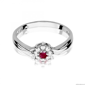 Pierścionek W0072 Rubin 0,15ct białe złoto 375