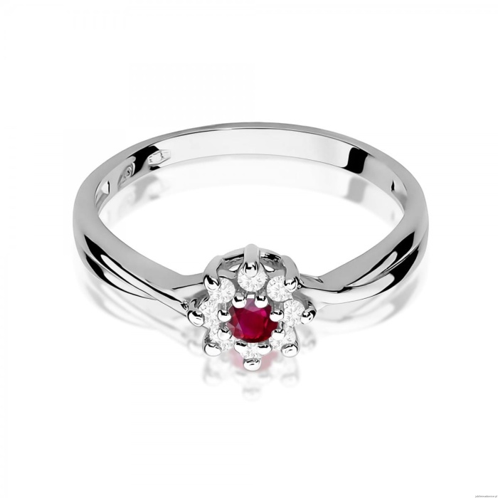 Pierścionek W0072 Rubin 0,15ct białe złoto 375