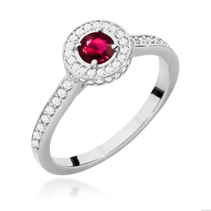 Pierścionek W0559 Rubin 0,35ct białe złoto 375