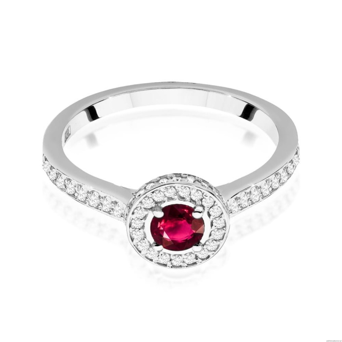 Pierścionek W0559 Rubin 0,35ct białe złoto 375