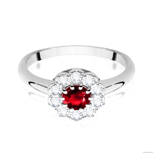 Pierścionek W0529 Rubin 0,60ct białe złoto 375