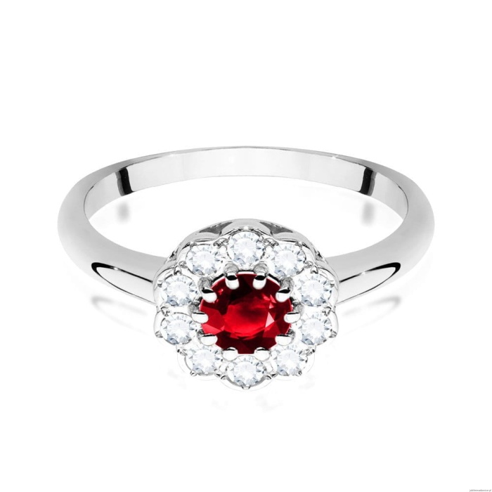 Pierścionek W0529 Rubin 0,60ct białe złoto 375