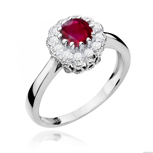 Pierścionek W0284 Rubin 0,60ct białe złoto 375