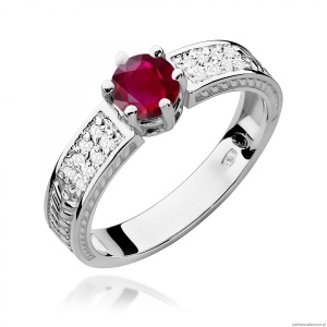 Pierścionek W0075 Rubin 0,60ct białe złoto 375