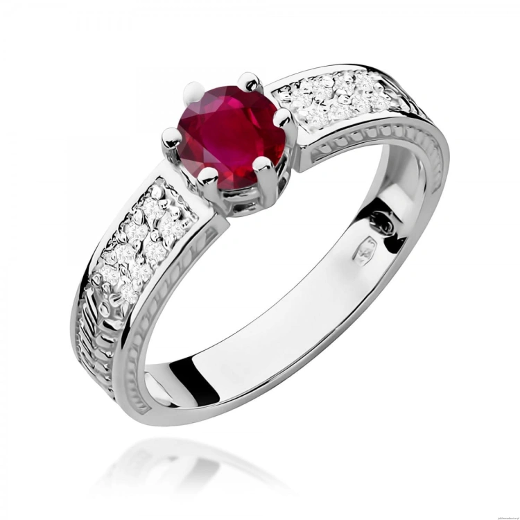 Pierścionek W0075 Rubin 0,60ct białe złoto 375
