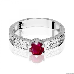 Pierścionek W0075 Rubin 0,60ct białe złoto 375