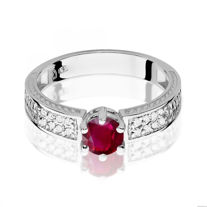 Pierścionek W0075 Rubin 0,60ct białe złoto 375