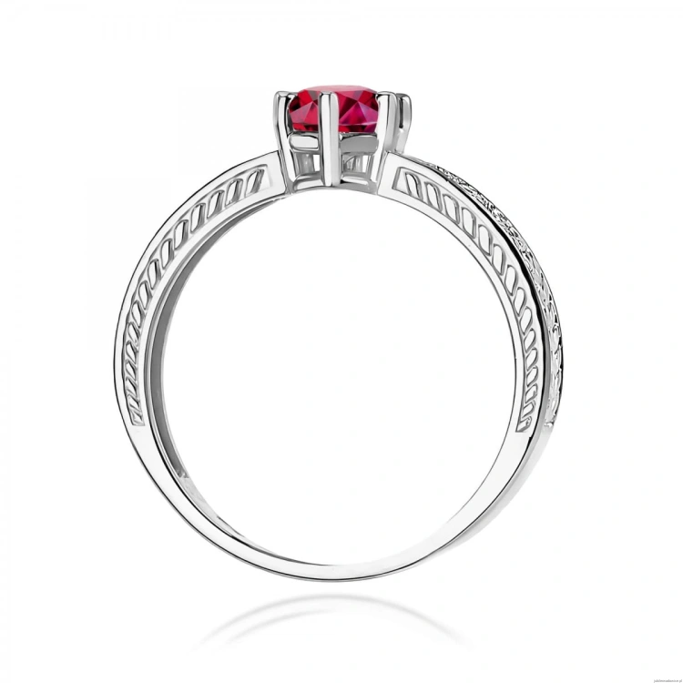 Pierścionek W0075 Rubin 0,60ct białe złoto 375