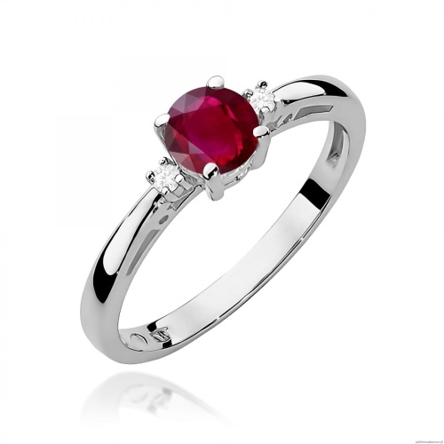 Pierścionek W0010 Rubin 0,60ct białe złoto 375
