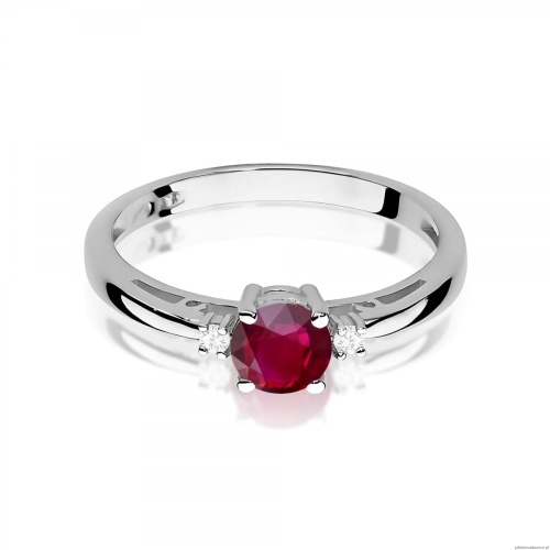 Pierścionek W0010 Rubin 0,60ct białe złoto 375