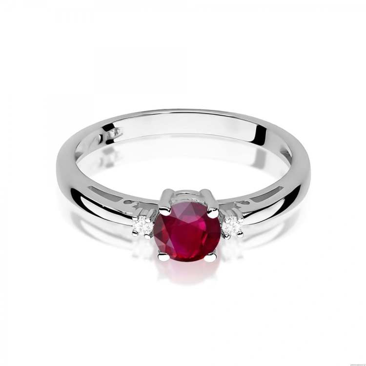 Pierścionek W0010 Rubin 0,60ct białe złoto 375