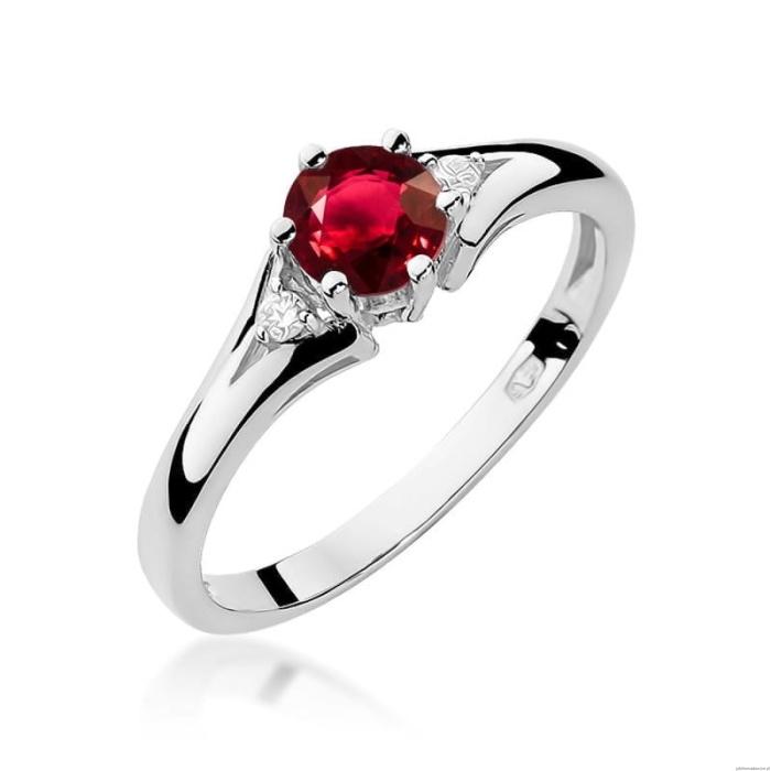 Pierścionek W0076 Rubin 0,60ct białe złoto 375