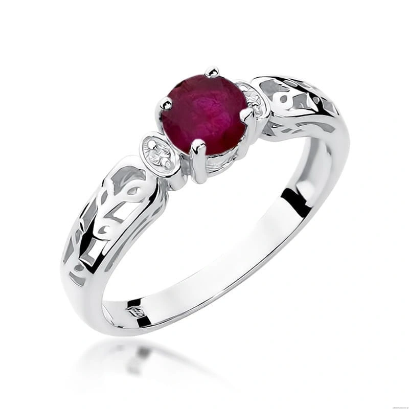 Pierścionek W0014 Rubin 0,60ct białe złoto 375