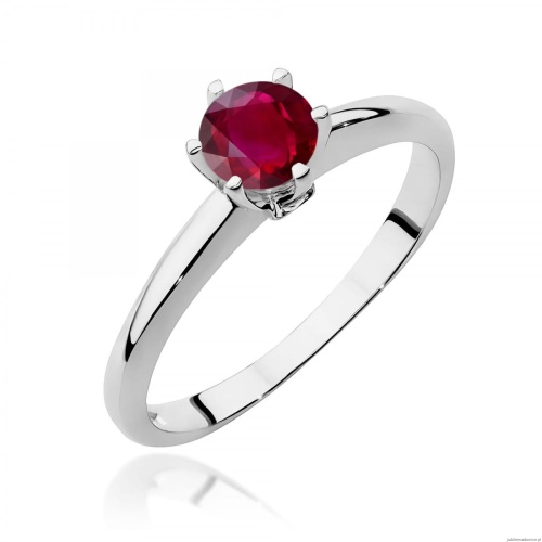 Pierścionek W0557 Rubin 0,60ct białe złoto 375