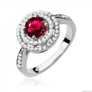 Pierścionek W0274 Rubin 1,20ct białe złoto 375