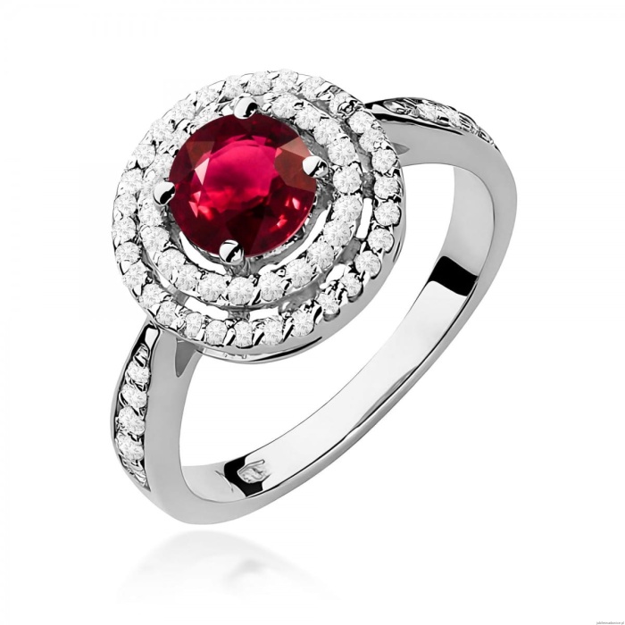 Pierścionek W0274 Rubin 1,20ct białe złoto 375