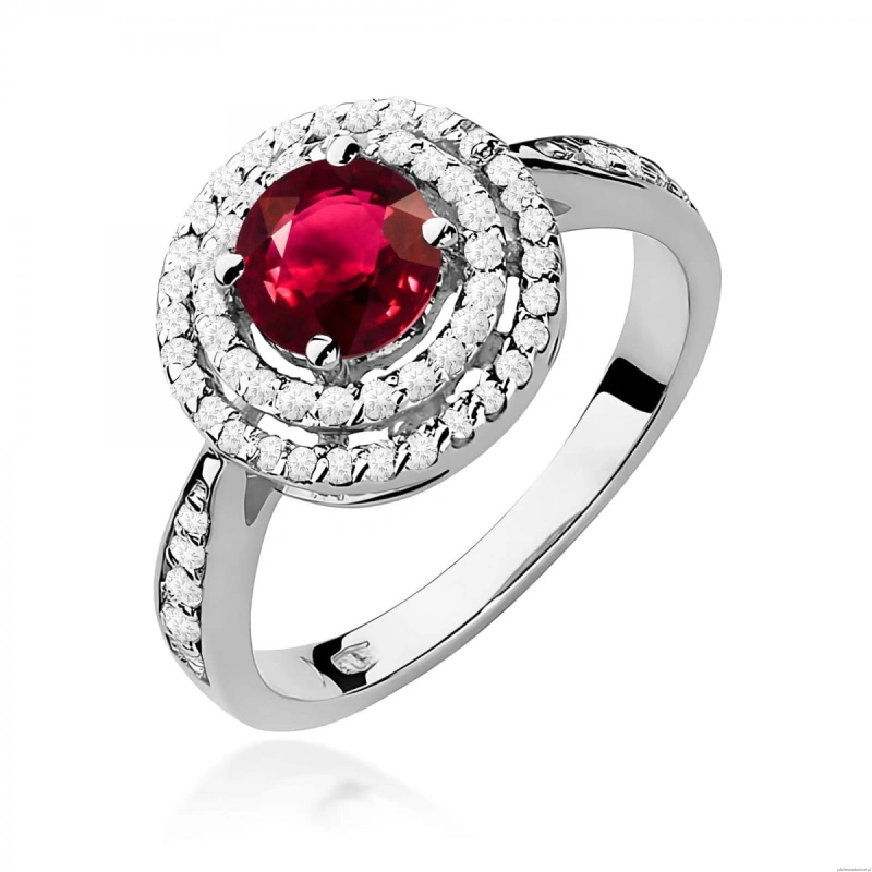 Pierścionek W0274 Rubin 1,20ct białe złoto 375