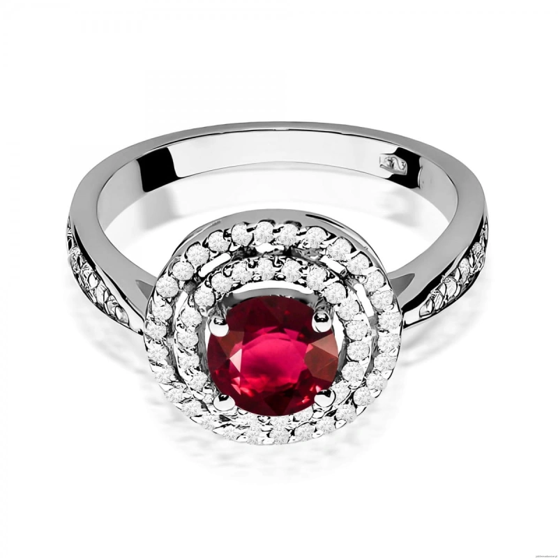 Pierścionek W0274 Rubin 1,20ct białe złoto 375