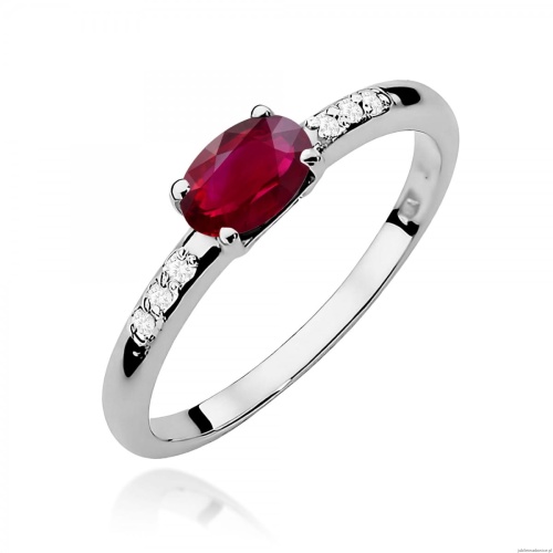 Pierścionek W0077 Rubin 0,60ct białe złoto 375