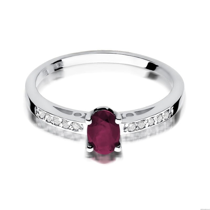 Pierścionek W0067 Rubin 0,60ct białe złoto 375