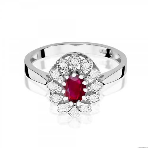 Pierścionek W0354 Rubin 0,60ct białe złoto 375
