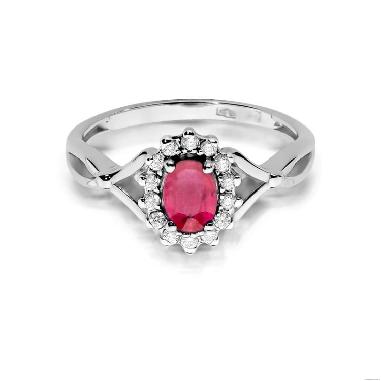 Pierścionek W0182 Rubin 0,60ct białe złoto 375