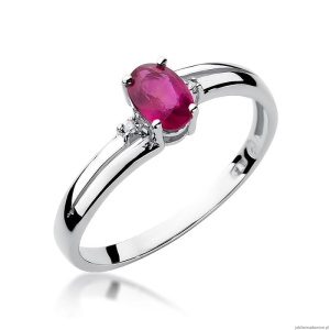 Pierścionek W0068 Rubin 0,60ct białe złoto 375