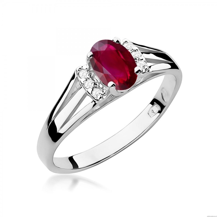 Pierścionek W0005 Rubin 0,60ct białe złoto 375