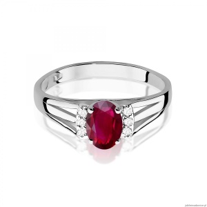 Pierścionek W0005 Rubin 0,60ct białe złoto 375