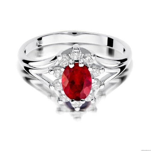 Pierścionek W0037 Rubin 1,00ct białe złoto 375