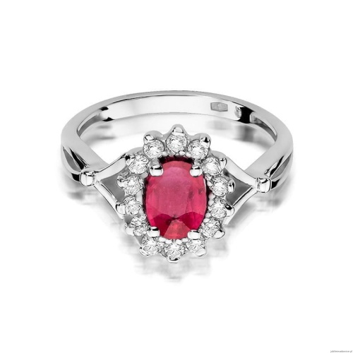 Pierścionek W0182 Rubin 1,00ct białe złoto 375