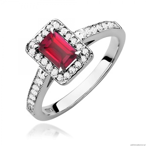 Pierścionek W0422 Rubin 0,80ct białe złoto 375