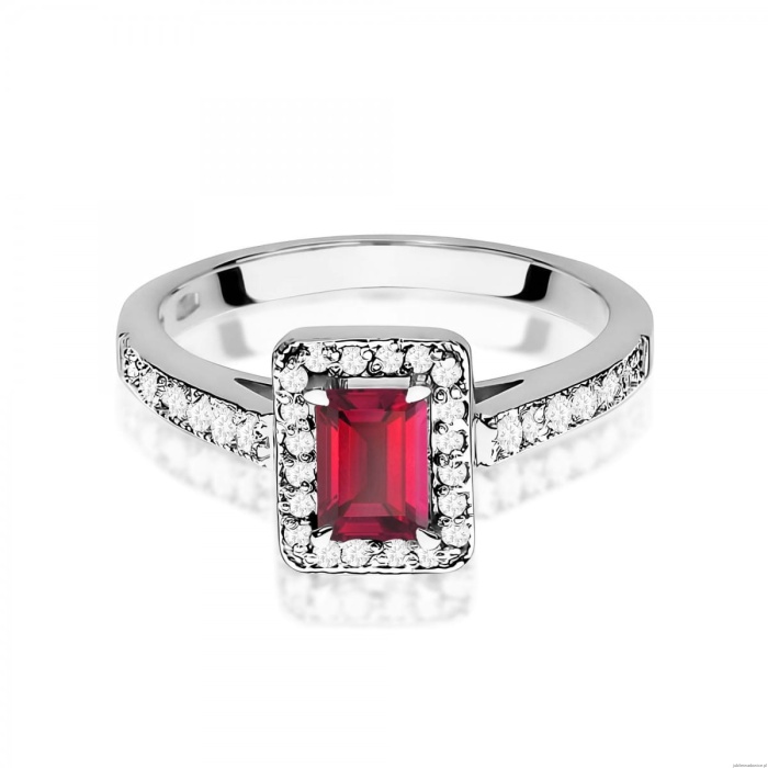 Pierścionek W0422 Rubin 0,80ct białe złoto 375