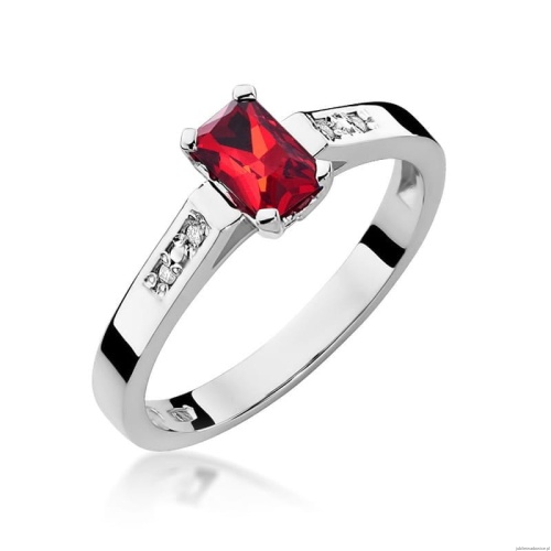 Pierścionek W0078 Rubin 0,80ct białe złoto 375