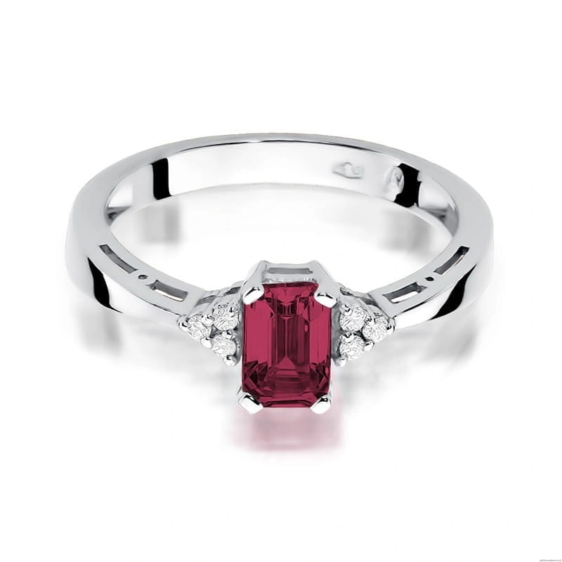 Pierścionek W0002 Rubin 0,80ct białe złoto 375