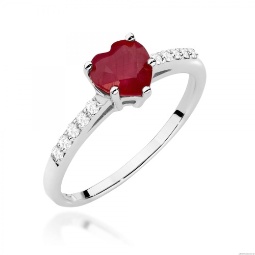Pierścionek W0486 Rubin 1,10ct białe złoto 375