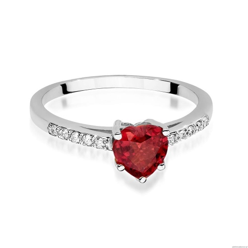 Pierścionek W0486 Rubin 1,10ct białe złoto 375