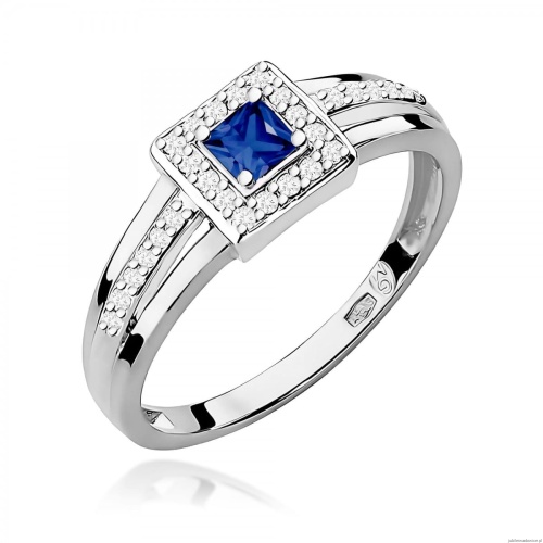 Pierścionek W0271 Szafir 0,20ct białe złoto 375